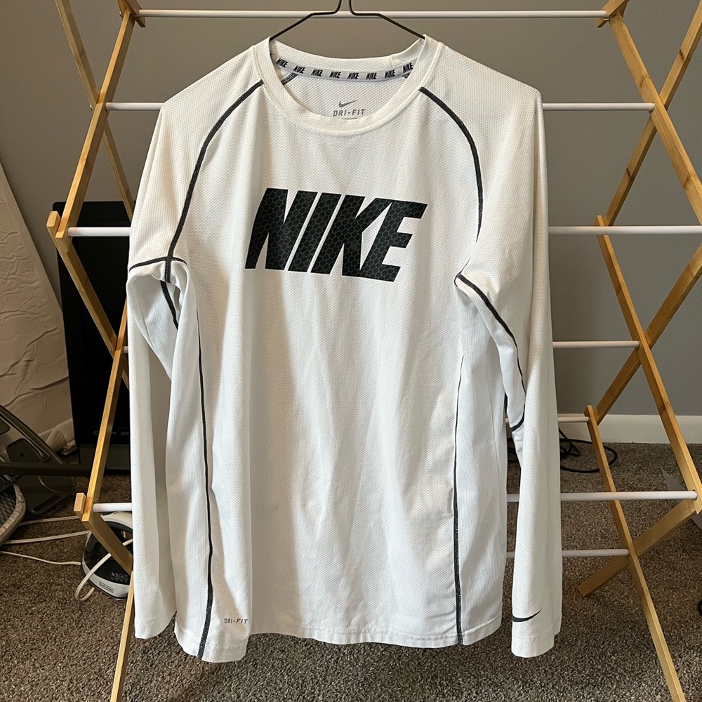 White Nike dri fit long sleeve
